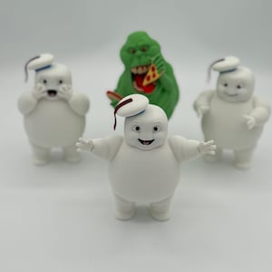 Mini Stay Puft Marshmallow Men, Handmade Fan Art, 3D Printed Figures, Halloween Decor, Nostalgic Movie Collectible, Birthday Gift