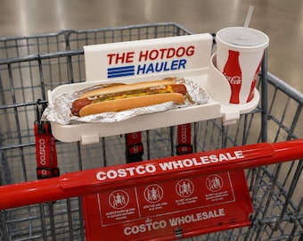 THE HOTDOG HAULER Cart Clip Tray for Costco Food Court Hot Dog & Drink – Hands-Free Shopping – Snack and Beverage Carrier Clips to Cart