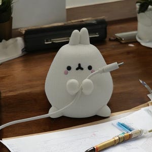 Organiseur de câbles lapin : joli accessoire de bureau (imprimé 3D, kawaii)