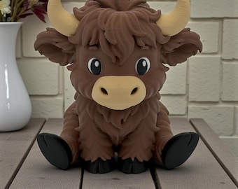 Figura de vaca de las Tierras Altas: decoración escocesa, juguete de escritorio.