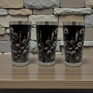 Wildflower Engraved Tumbler 20oz, Floral Design - YETI and Generic Versions!