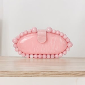 Luxus Rosa Clutch Tasche | Acryl-Clutch | Rosa Abschlussball Tasche | Abendtasche | Rosa Hochzeit Clutch | Brautjungfer Clutch | Rosa Acryl-Handtasche
