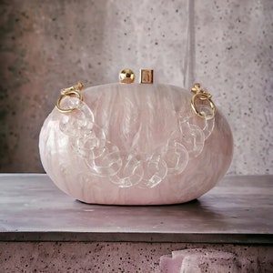White Luxury Elegant Acrylic Clutch Bag / Wedding Clutch / Bridesmaid Clutch / Prom Bag / Pearlescent Acrylic Handbag / Evening Clutch Bag