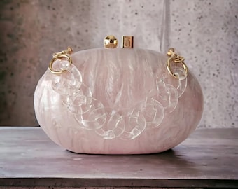 Weiße luxuriöse elegante Acryl-Clutch-Tasche / Hochzeits-Clutch / Brautjungfern-Clutch / Abschlussball-Tasche / Perlmutt-Acryl-Handtasche / Abend-Clutch-Tasche