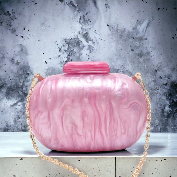 Pink Clutch Bag | Luxury Acrylic Clutch Bag | Evening Purse | Pink Prom Clutch | Birthday Clutch | Wedding Clutch Bag | Party Clutch |