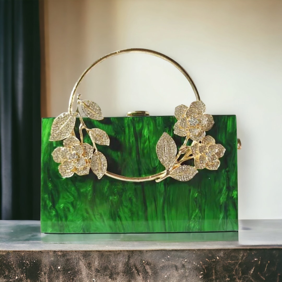 green emerald velvet dress Demi Evening Bag