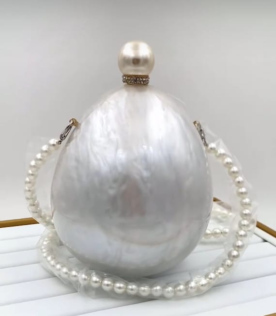 Pochette en acrylique blanc nacré Pochette blanche de mariage