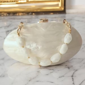 White Pearly Luxury Wedding Clutch Bag | Acrylic Clutch Bag | Evening Clutch | White Prom Clutch | Party Clutch | Trendy Bridesmaid Clutch