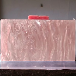 Luxuriöse rosa Clutch-Tasche | Acryl-Clutch | Rosa Balltasche | Abendtasche | Rosa Hochzeitskupplung | Brautjungfern-Clutch | Rosa Acryl-Clutch