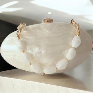 White Luxury Elegant Acrylic Clutch Bag / Wedding Clutch / Bridesmaid Clutch / Prom Bag / Pearlescent Acrylic Handbag / Evening Clutch Bag