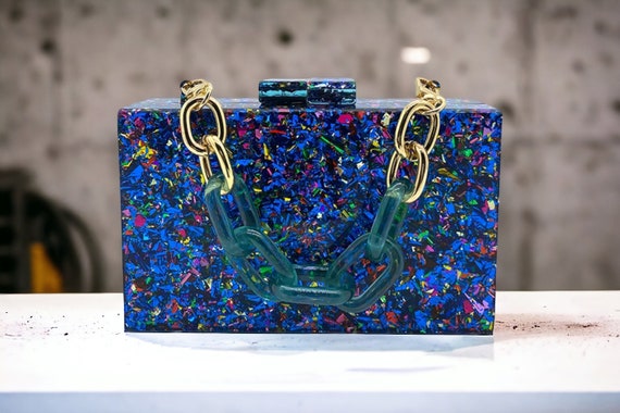 Pochette blu di lusso Pochette in acrilico Pochette blu da