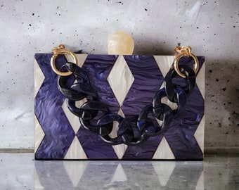 Colorful  Acrylic Clutch Bag | Multicolor Clutch Bag | Evening Clutch Bag | Prom Clutch | Luxury Evening Purse | Champagne Purple Bag