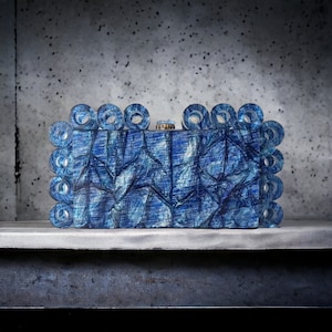 Luxury Blue Clutch Bag | Acrylic Clutch Bag | Evening Blue Clutch Bag | Wedding Clutch | Bridesmaid Clutch | Party Bag | Birthday Bag