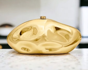 Gold Acrilyc Clutch Bag | Evening Clutch Bag | Gold Evening Purse | Prom Clutch | Party Box Clutch | Gold Clutch Bag