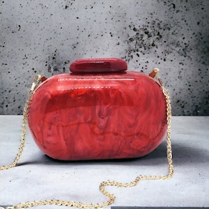 Pochette de soirée de luxe rouge | Pochette en acrylique | Pochette de bal de promo | Pochette de fête | Pochette d'anniversaire | sac à main de soirée | Pochette de mariage