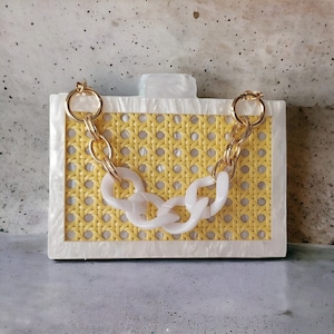 White Luxury Elegant Acrylic Clutch Bag / Wedding Clutch / Bridesmaid Clutch / Prom Bag / Pearlescent Acrylic Handbag / Evening Clutch Bag