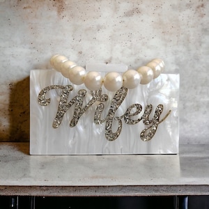 White Pearly Luxury Wedding Clutch Bag | Acrylic Clutch Bag | Evening Clutch | White Prom Clutch | Party Clutch | Trendy Bridesmaid Clutch
