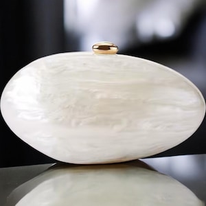 White Pearly Luxury Wedding Clutch Bag | Acrylic Clutch Bag | Evening Clutch | White Prom Clutch | Party Clutch | Trendy Bridesmaid Clutch