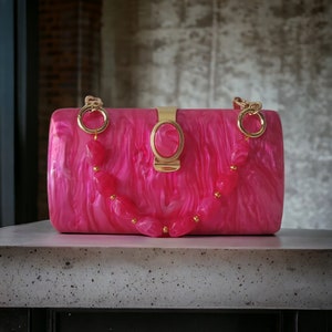 Candy Pink Acrylic Clutch Bag | Fuchsia Evening Clutch | Luxury Hot Pink Clutch | Bridesmaid Clutch | Evening Purse | Pink Prom Bag |