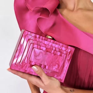 Candy Pink Acrylic Clutch Bag | Fuchsia Evening Clutch | Luxury Hot Pink Clutch | Bridesmaid Clutch | Evening Purse | Pink Prom Bag |