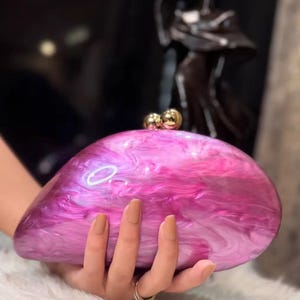 Candy Pink Acrylic Clutch Bag | Fuchsia Evening Clutch | Luxury Hot Pink Clutch | Bridesmaid Clutch | Evening Purse | Pink Prom Bag |