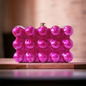 Bolsa clutch luxuosa rosa choque | Nova bolsa rosa moderna | Bolsa clutch para noite | Embreagem de baile | Bolsa de noite | Embreagem de casamento | Bolsa de festa