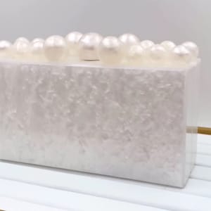 White Pearly Luxury Wedding Clutch Bag | Acrylic Clutch Bag | Evening Clutch | White Prom Clutch | Party Clutch | Trendy Bridesmaid Clutch