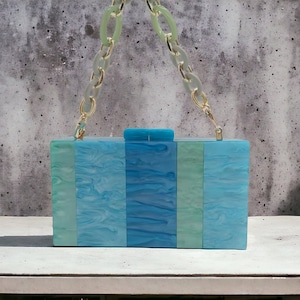 Luxury Blue Clutch Bag | Acrylic Clutch Bag | Evening Blue Clutch Bag | Wedding Clutch | Bridesmaid Clutch | Party Bag | Birthday Bag
