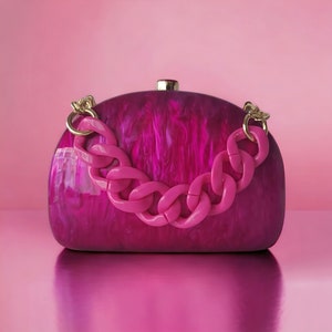 Candy Pink Acrylic Clutch Bag | Fuchsia Evening Clutch | Luxury Hot Pink Clutch | Bridesmaid Clutch | Evening Purse | Pink Prom Bag |