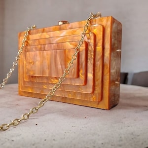 Bolso clutch acrílico naranja / bolso clutch de moda / bolso clutch de noche / clutch de fiesta / bolso de noche de lujo / bolso naranja