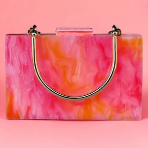 Orange Acryl-Handtasche | Trendige Clutch Tasche | Abend Clutch Tasche | Abschlussball-Clutch | Luxus Abendtasche | Orange Handtasche