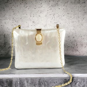 White Pearly Luxury Wedding Clutch Bag | Acrylic Clutch Bag | Evening Clutch | White Prom Clutch | Party Clutch | Trendy Bridesmaid Clutch