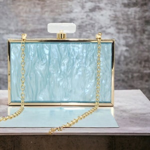 Luxury Blue Clutch Bag | Acrylic Clutch Bag | Evening Blue Clutch Bag | Wedding Clutch | Bridesmaid Clutch | Party Bag | Birthday Bag