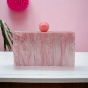 Luxus Rosa Clutch Tasche | Acryl-Clutch | Rosa Abschlussball Tasche | Abendtasche | Rosa Hochzeit Clutch | Brautjungfer Clutch | Rosa Acryl-Handtasche