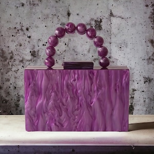 Bolso clutch de acrílico púrpura de lujo / bolso clutch de noche púrpura / embrague de fiesta / bolso clutch de fiesta de cumpleaños / bolso clutch acrílico de moda