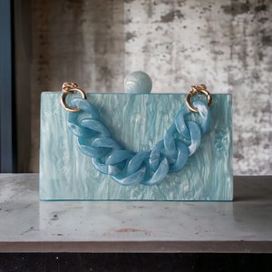 Luxury Blue Marble Clutch Bag | Acrylic Clutch Bag | Evening Blue Clutch Bag | Wedding Clutch | Bridesmaid Clutch | Party Bag | Birthday Bag