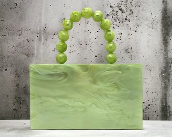 Luxuriöse grüne Acrilyc-Clutch-Tasche | Abend-Clutch-Tasche | Grüne Abendtasche | Ball-Clutch | Party-Box-Clutch | Smaragdgrüne Clutch-Tasche