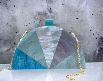 Multicoloured Luxury Acrylic Clutch Bag | Multicoloured Evening Clutch Bag | Prom Clutch | Birthday Party Bag | Wedding Clutch