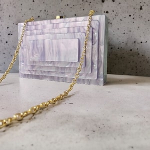 Bolsa clutch luxuosa em acrílico roxo | Bolsa clutch roxa para noite | Embreagem de baile | Bolsa clutch para festa de aniversário | Bolsa clutch acrílica moderna