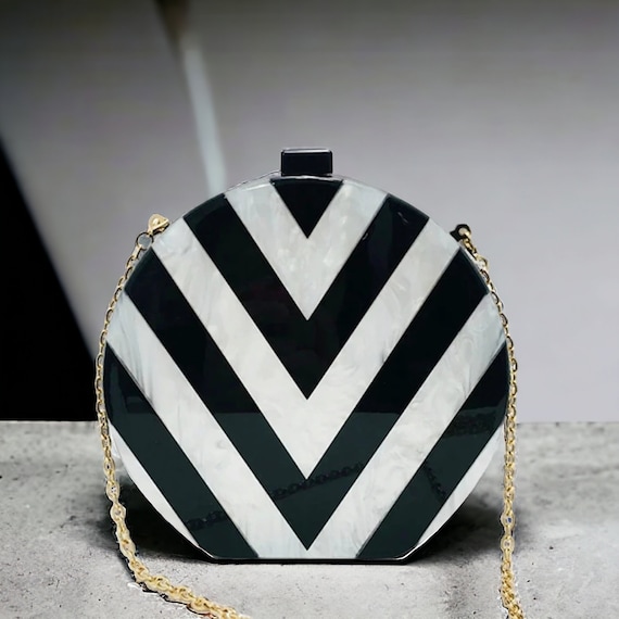 Bolso clutch acrilico elegante de lujo en blanco y negro embrague de boda embrague de dama de honor bolso de fiesta bolso acrilico perlado Etsy Espana