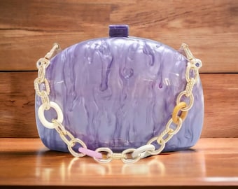 Bolso clutch de acrílico púrpura de lujo / bolso clutch de noche púrpura / embrague de fiesta / bolso clutch de fiesta de cumpleaños / bolso clutch acrílico de moda
