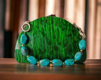 Smaragdgrüne Clutch-Tasche | Luxuriöse grüne Abend-Clutch | Brautjungfern-Clutch | Geburtstagskupplung | Abendtasche | Hochzeits-Clutch-Tasche