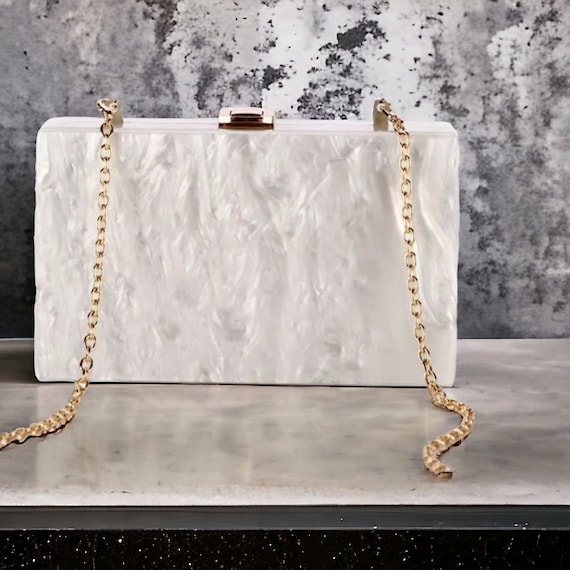 Pochette en acrylique blanc nacré Pochette blanche de mariage