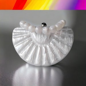 Parelwitte acryl clutch tas | Bruiloft witte koppeling | Prom clutch | Luxe avondclutch | Avondtasje | Parelmoer witte koppeling