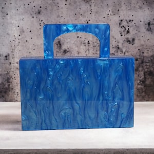 Pochette bleue de luxe | Pochette en acrylique | Pochette bleue du soir | Pochette de mariage | Pochette de demoiselle d'honneur | Sac de fête | Sac d'anniversaire