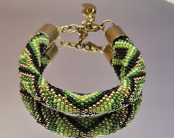 Bead Crochet Bangle - Handcrafted Unique Seed Bead Bracelet. Bangle Bead Crochet. Tubular Seed Bead Crochet Bangle Exclusive Beaded Bracelet