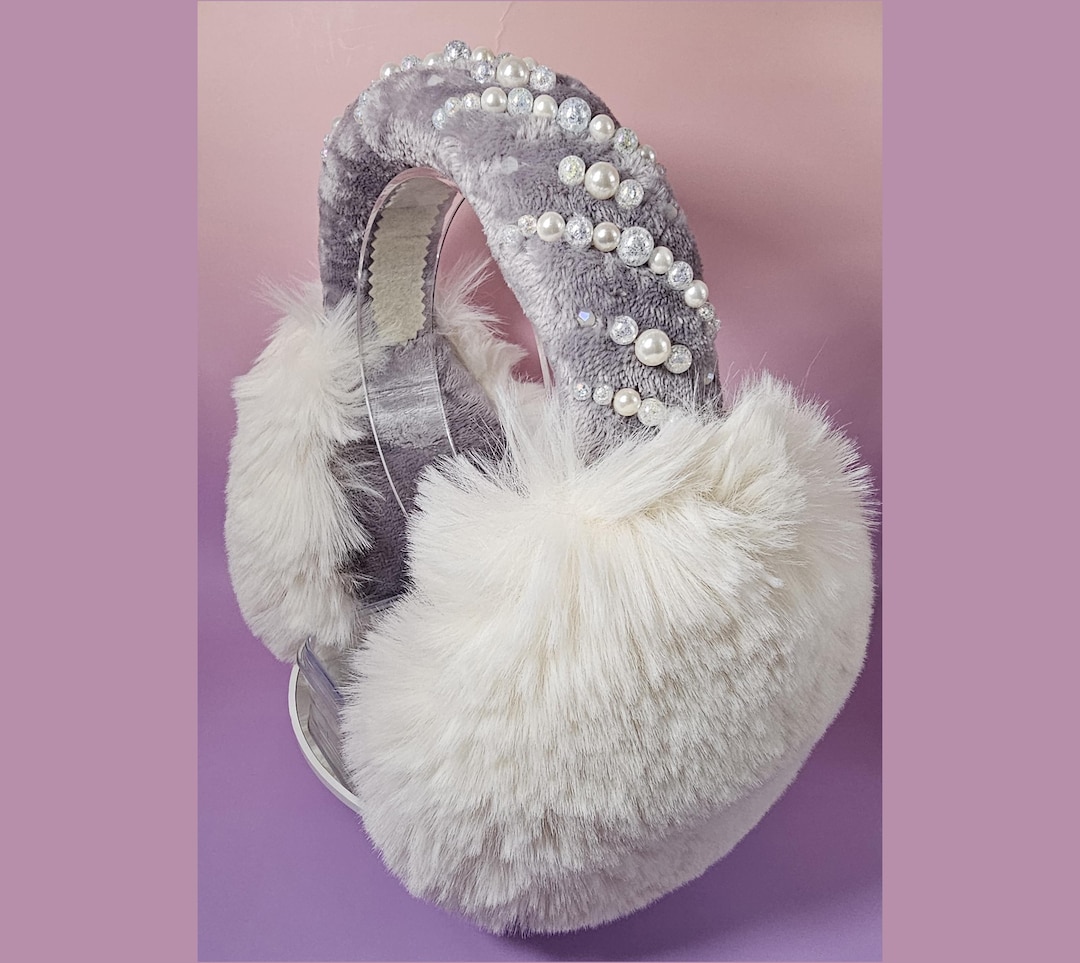 Handmade Pearl Embellished Fur Earmuffs, Exclusive Design  display picture 2