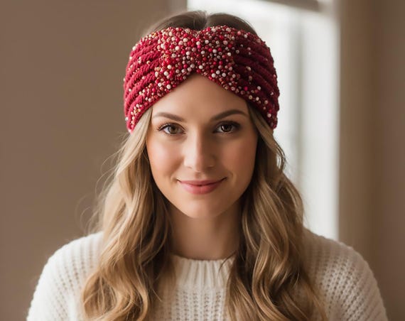 Beaded Twist Headband Kate Beaded Headband | Rhinestone Headband | Silver Twist  main image 3