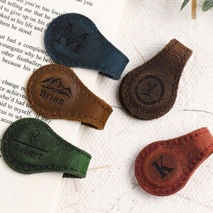 Personalized Leather Magnetic Bookmarks,Custom Name Leather Bookmark,Handmade Bookmark,Birthday Party Gift for Her,Fathers Day Gift for Him