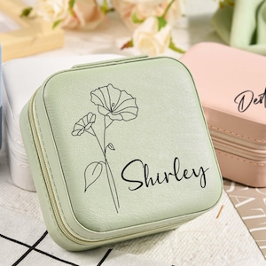Portagioie personalizzato, portagioie da viaggio personalizzato, piccolo organizer per orecchini quadrati, portagioie in pelle, proposta di matrimonio, regali per donne